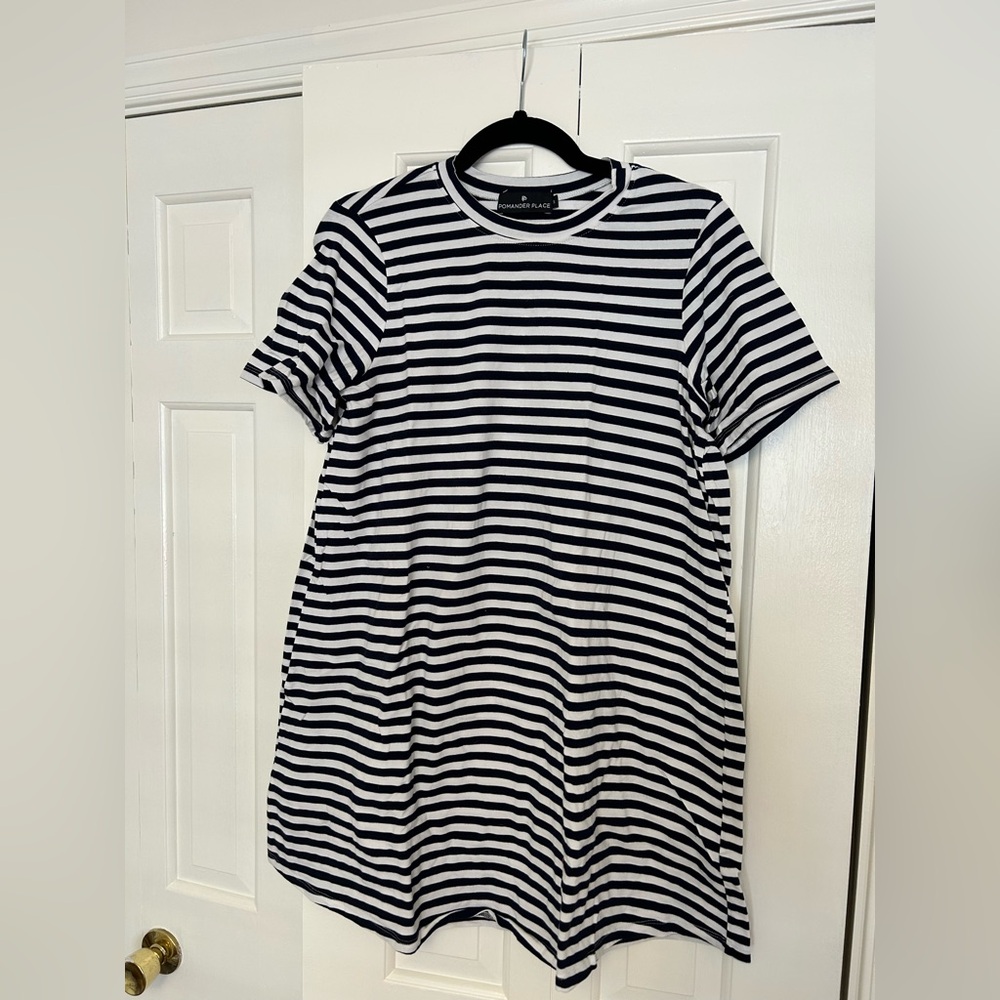 Pomander Place Navy and White Striped Tee